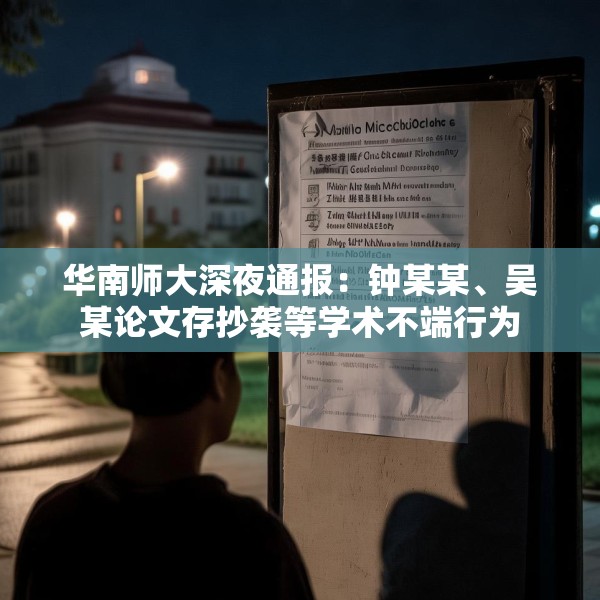 华南师大深夜通报：钟某某、吴某论文存抄袭等学术不端行为
