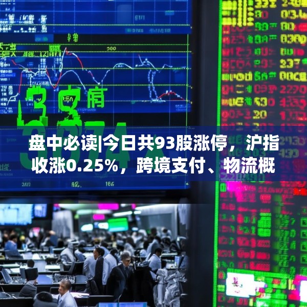 盘中必读|今日共93股涨停，沪指收涨0.25%，跨境支付、物流概念集体走高