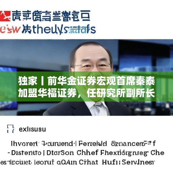 独家丨前华金证券宏观首席秦泰加盟华福证券，任研究所副所长