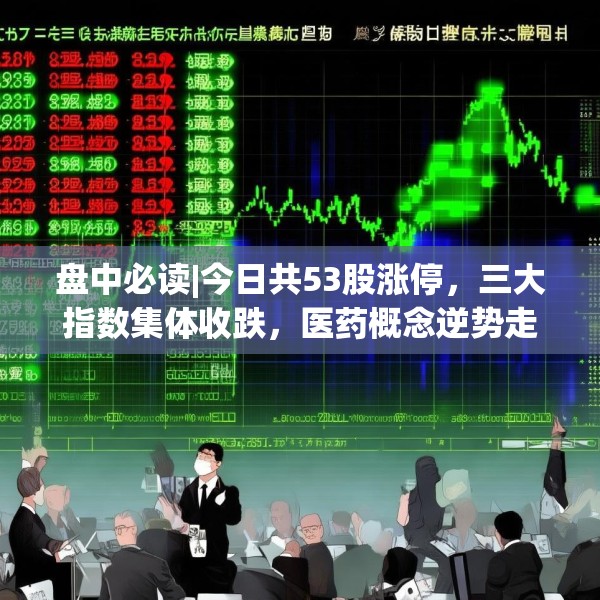 盘中必读|今日共53股涨停，三大指数集体收跌，医药概念逆势走高