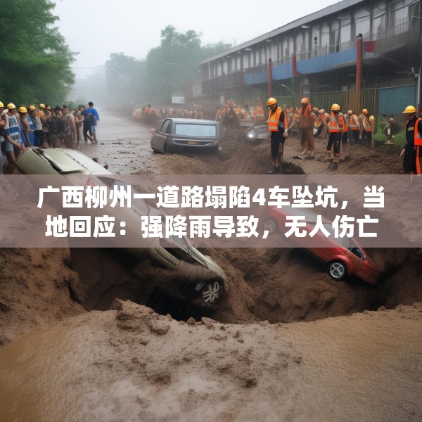 广西柳州一道路塌陷4车坠坑，当地回应：强降雨导致，无人伤亡