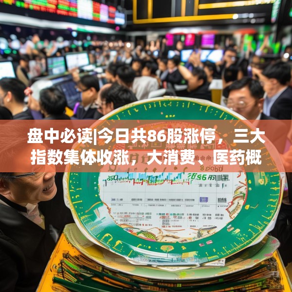 盘中必读|今日共86股涨停，三大指数集体收涨，大消费、医药概念迎来爆发