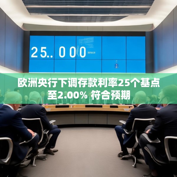 欧洲央行下调存款利率25个基点至2.00% 符合预期