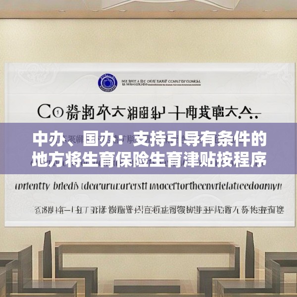 中办、国办：支持引导有条件的地方将生育保险生育津贴按程序直接发放给参保人