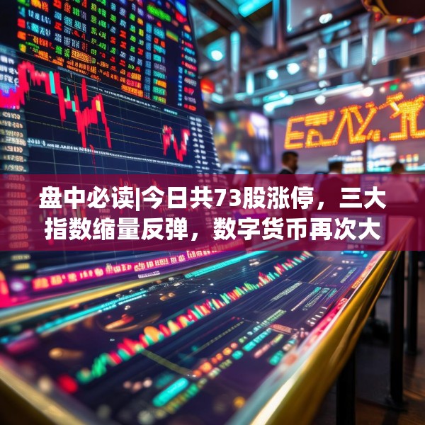 盘中必读|今日共73股涨停，三大指数缩量反弹，数字货币再次大涨