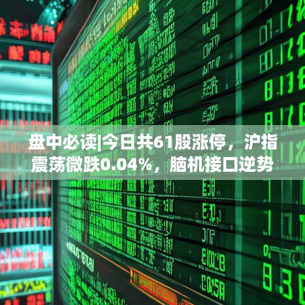 盘中必读|今日共61股涨停，沪指震荡微跌0.04%，脑机接口逆势走强