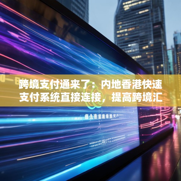 跨境支付通来了：内地香港快速支付系统直接连接，提高跨境汇款效率