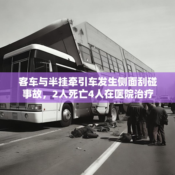 客车与半挂牵引车发生侧面刮碰事故，2人死亡4人在医院治疗