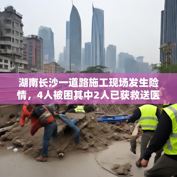 湖南长沙一道路施工现场发生险情，4人被困其中2人已获救送医院